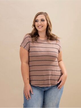 NWT Blu Pepper Striped Short-Sleeve Knit Top